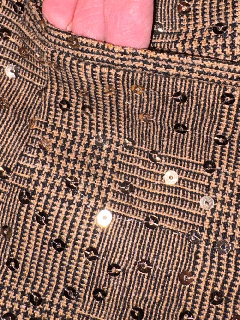 DKNY Brown Plaid Sequin Blazer - Picture 10 of 12